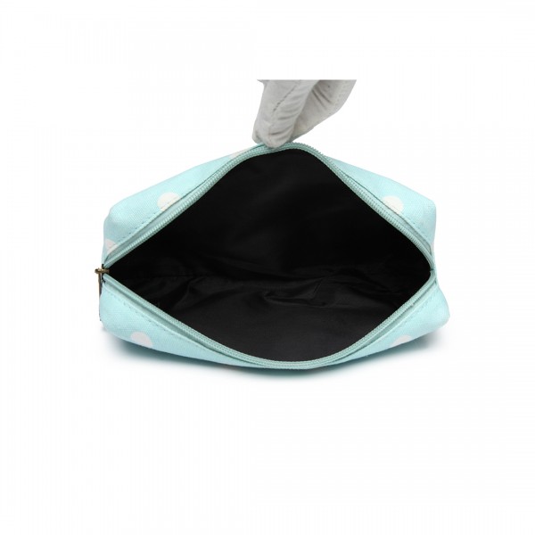 PC-D - Miss Lulu Canvas Pencil Case  Polka Dot Blue